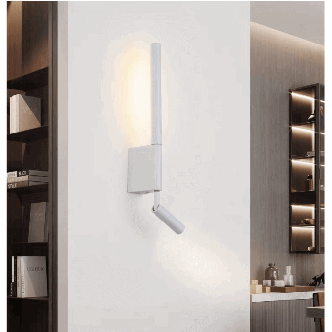 360° Rotatable Up/Down Wall Light in minimalist white design for versatile home lighting.