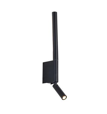 360° rotatable up/down wall light in minimalist black design, perfect for living room, bedroom, and hallway.