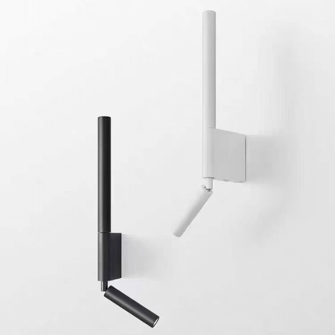 360° rotatable up/down wall light in black and white, showcasing minimalist design for versatile home styles.