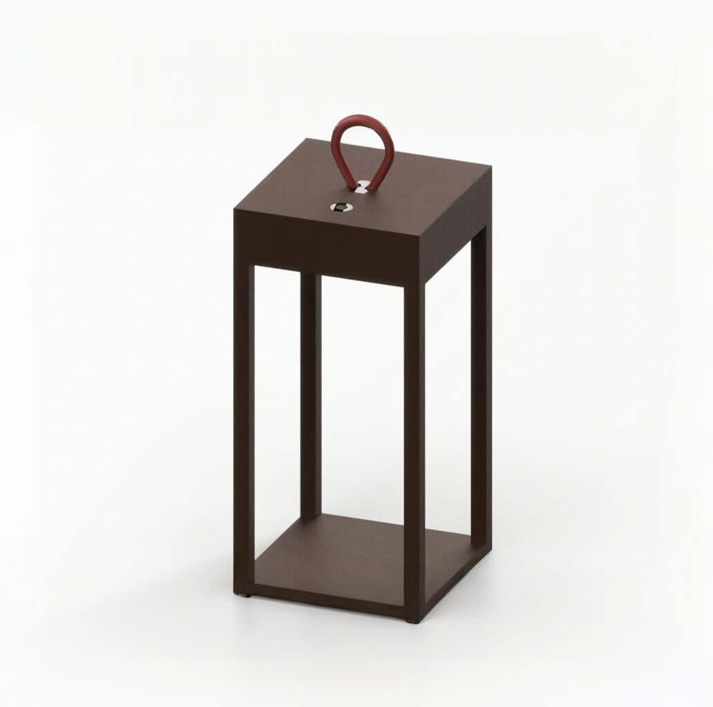 Portable rechargeable table lamp with a handle, features a modern design suitable for study or camping.