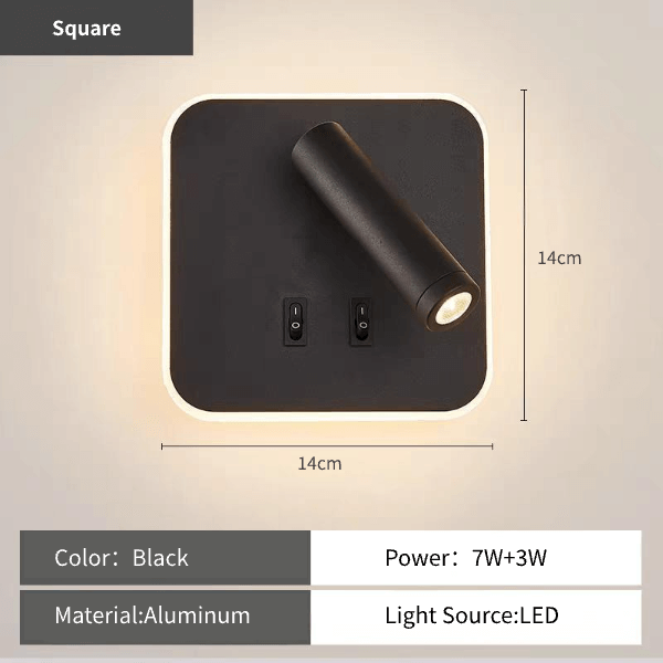 rotatable LED reading wall lamp – Dual-Head Dual Control with adjustable light for bedrooms and studies.