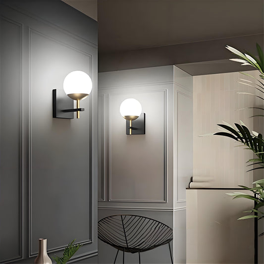 Round Glass Sphere Wall Lamp for Bedroom, Bathroom, and Accent Wall