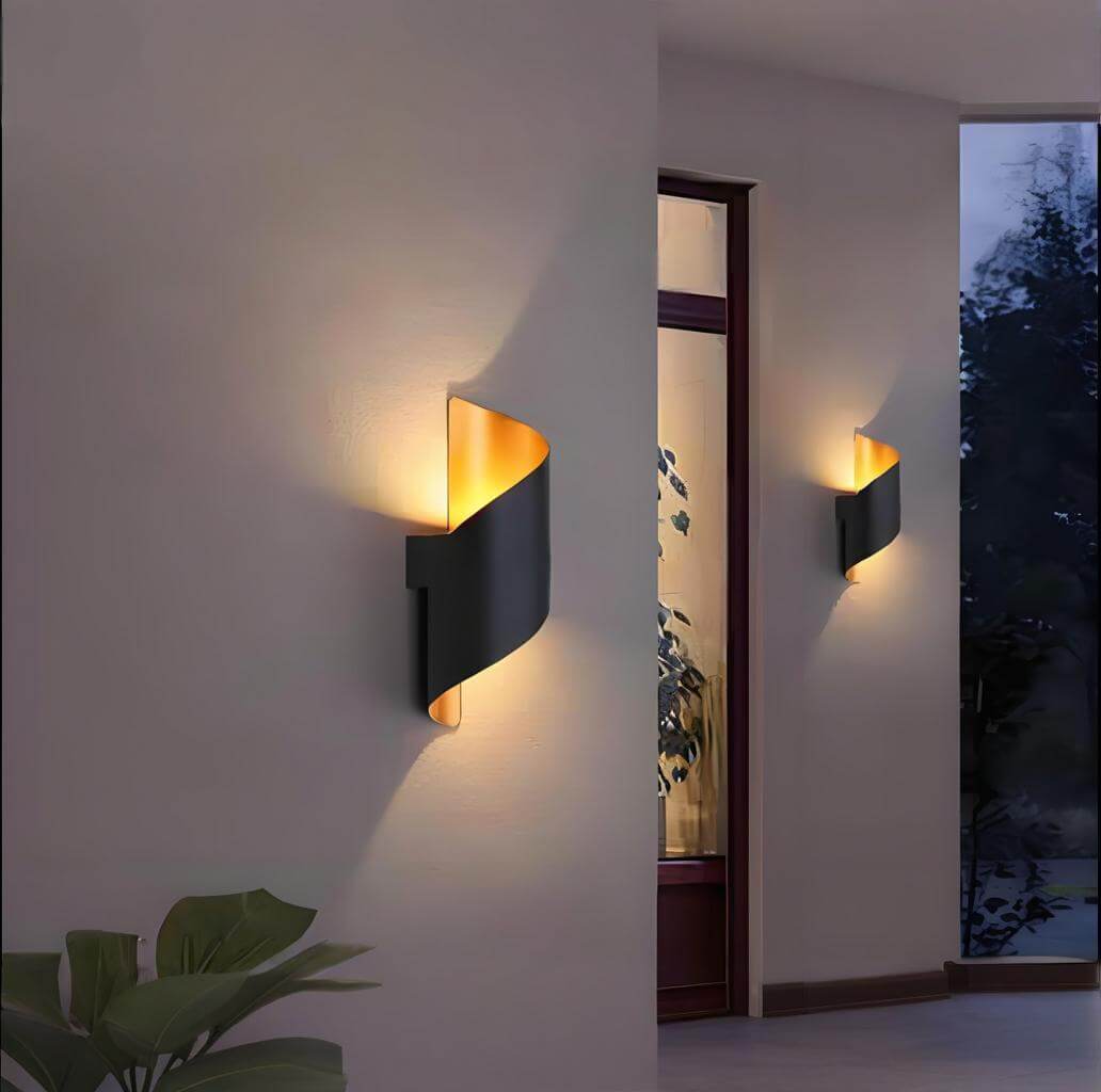 Dual-head waterproof wall light in vintage style, illuminating indoor space with warm glow.